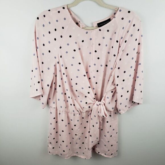LANE Bryant Polka Dot Wrap Chiffon Blouse Size 14 - Picture 3 of 7
